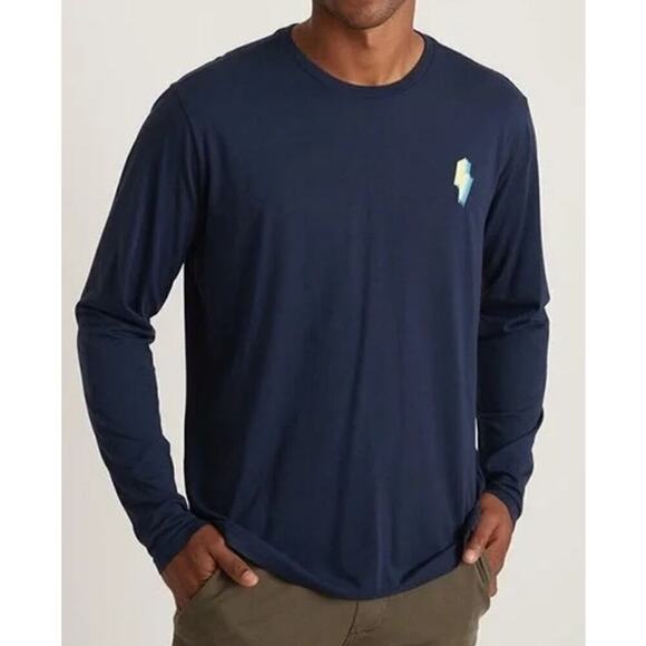 Marine Layer Top Iris Bolt Graphic Long Sleeve Crew Neck Tee Shirt Black NWT M - Picture 1 of 6